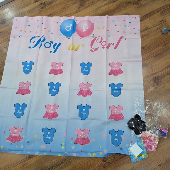Other - New Gender Reveal Party Game Backdrop With Balloons And Confetti